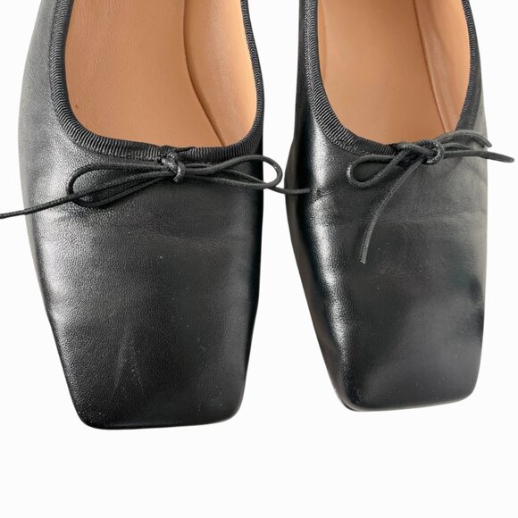 Mansur Gavriel Square Toe Ballet Flats Black Leather Size 40 - Picture 7 of 9